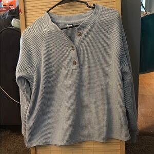 Old Navy Light Blue Waffle Knit Henley Top. Size L